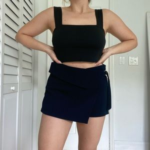 ZARA Navy side belt skirt